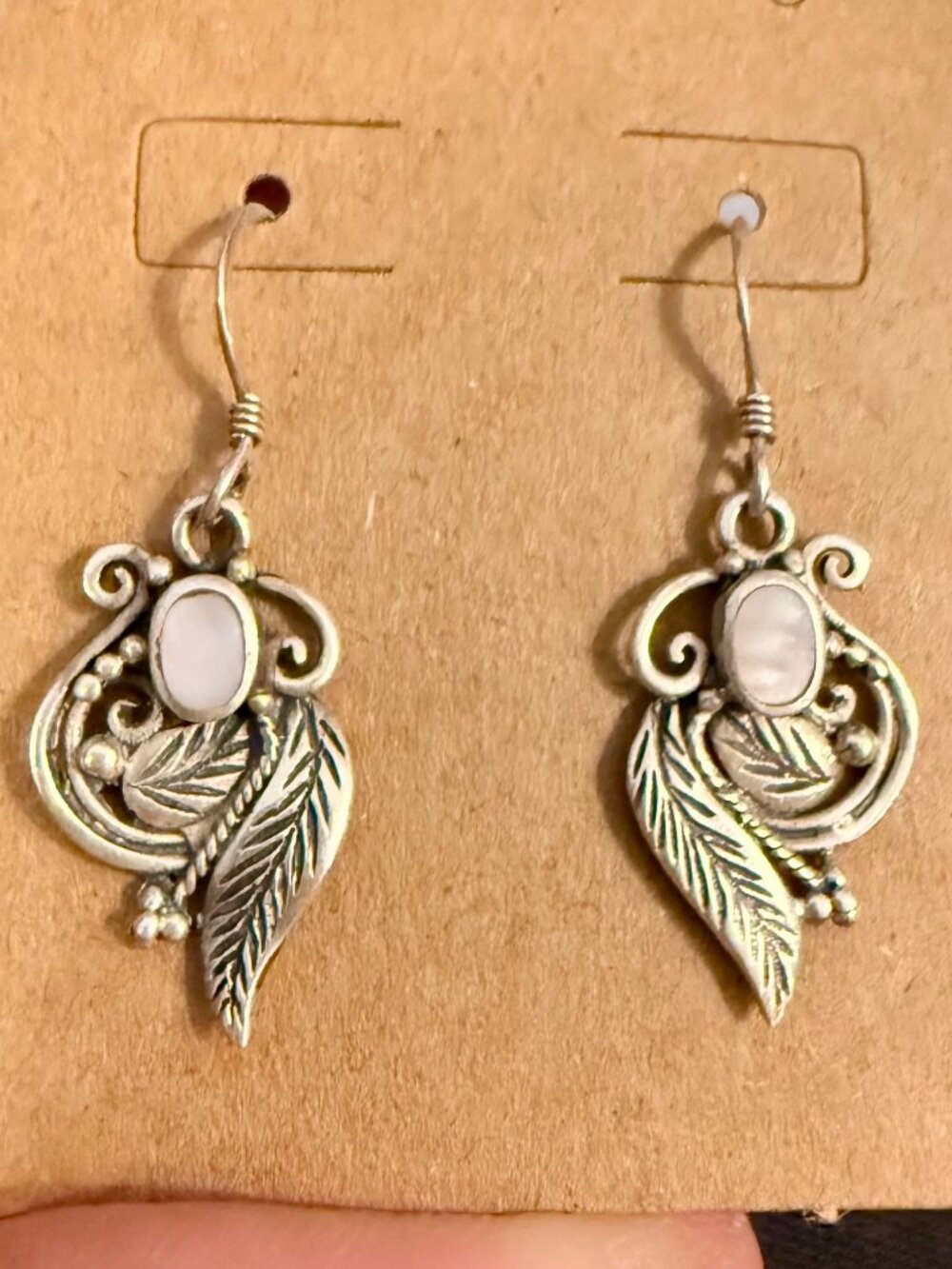 .925 Sterling Silver Filagree with mother of pearl / Dangle Earrings